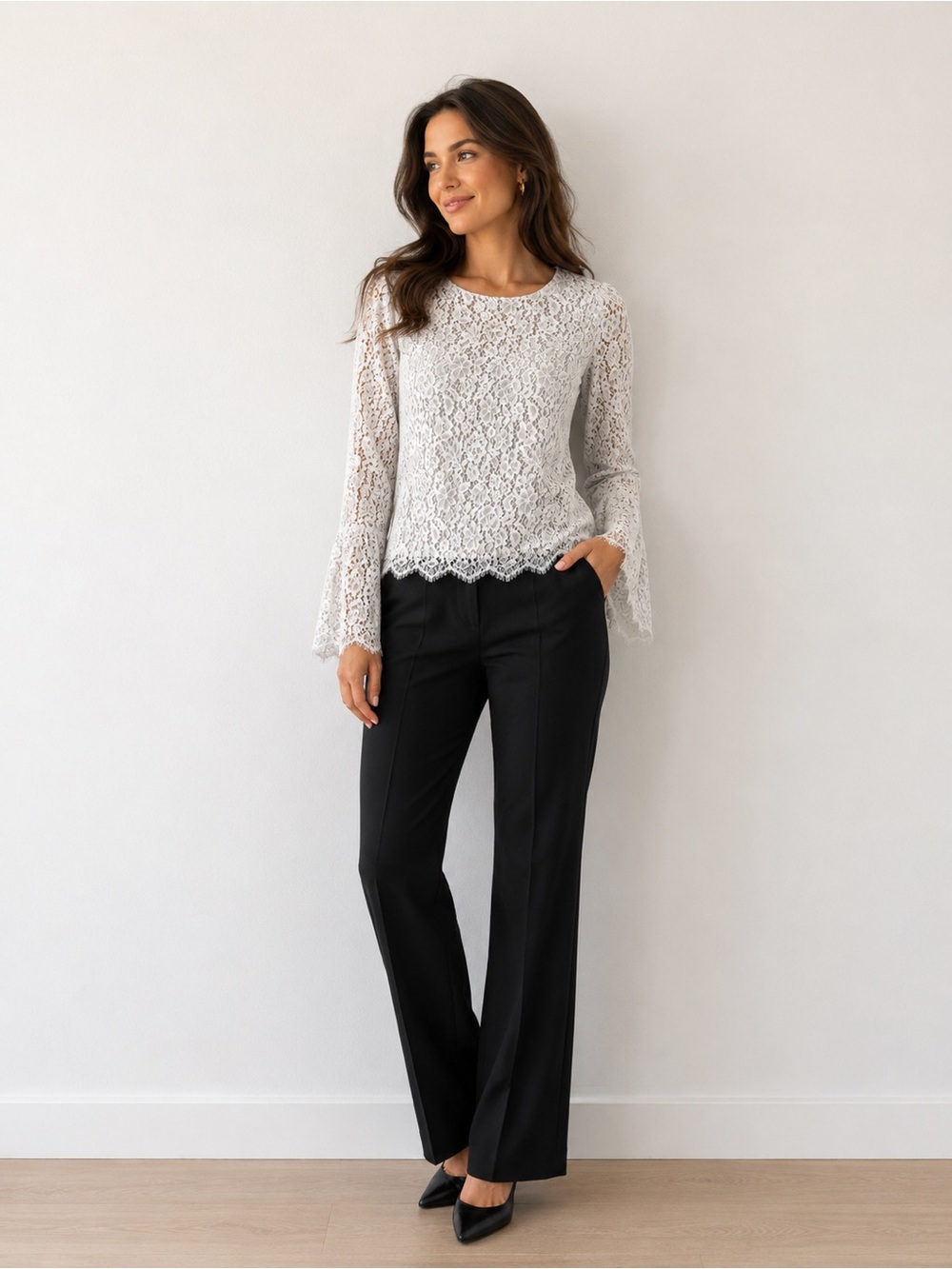 Blue grey lace Top